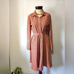 BANANA REPUBLIC Factory NWT 70s Inspired Red Patterned Women's Dress. Size 10